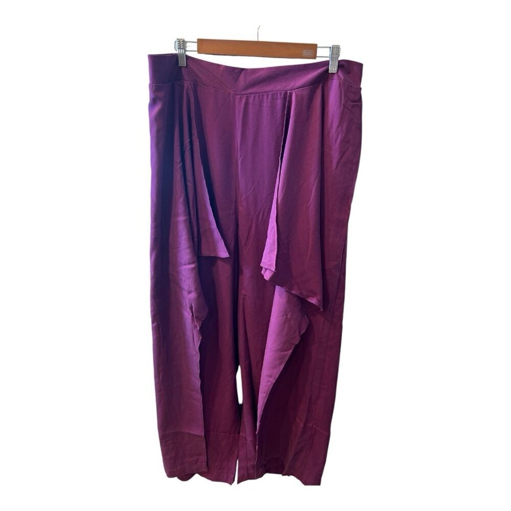 Soncy High Waist Pant With Draped Front Women’s Size 3X (22-24) Purple NWT